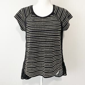 Sanctuary Clothing black gold sequined mesh blouse top NWT small sheer